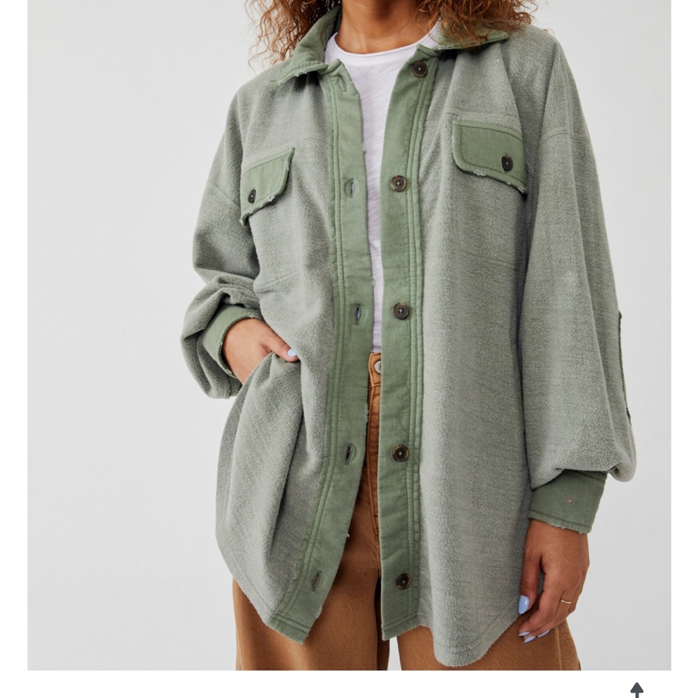 Free people ruby button down oversized jacket